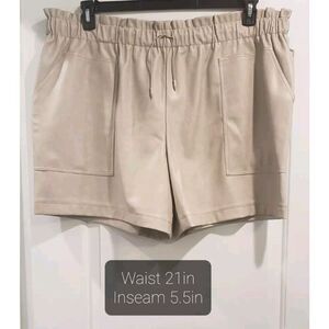 Avec Les Filles Shorts Paperbag Waist Drawstring PullOn Faux Leather size 2x NWT